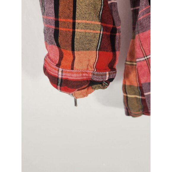 Avenue Womens Plus Top Zip Up Plaid Lived In Gorpcore Casual Comfort 26/28 - Picture 3 of 6